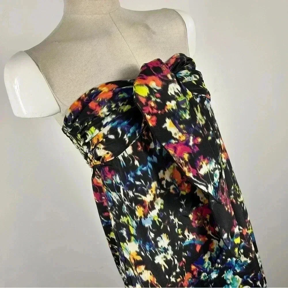 Xhilaration Abstract Watercolor Strapless Maxi Dress S - Picture 3 of 10
